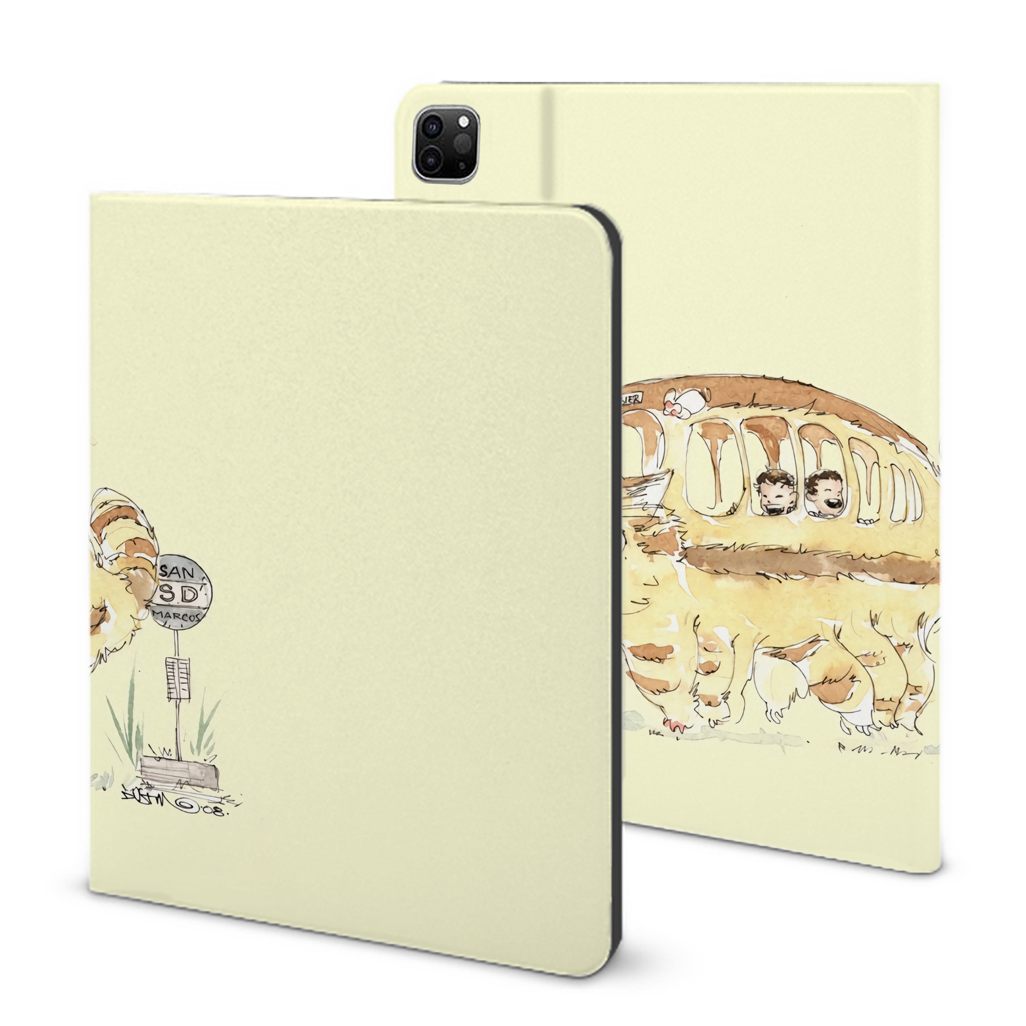 （画像用） となりのトトロ 草壁メイ 草壁サツキ My Neighbor Totoro Satsuki Kusakabe Mei Kusakabe IPad ケース ブック型 PUレザー TPU 耐衝撃 軽量 薄型 ペン収納なし 全面保護 IPad 各モデル対応